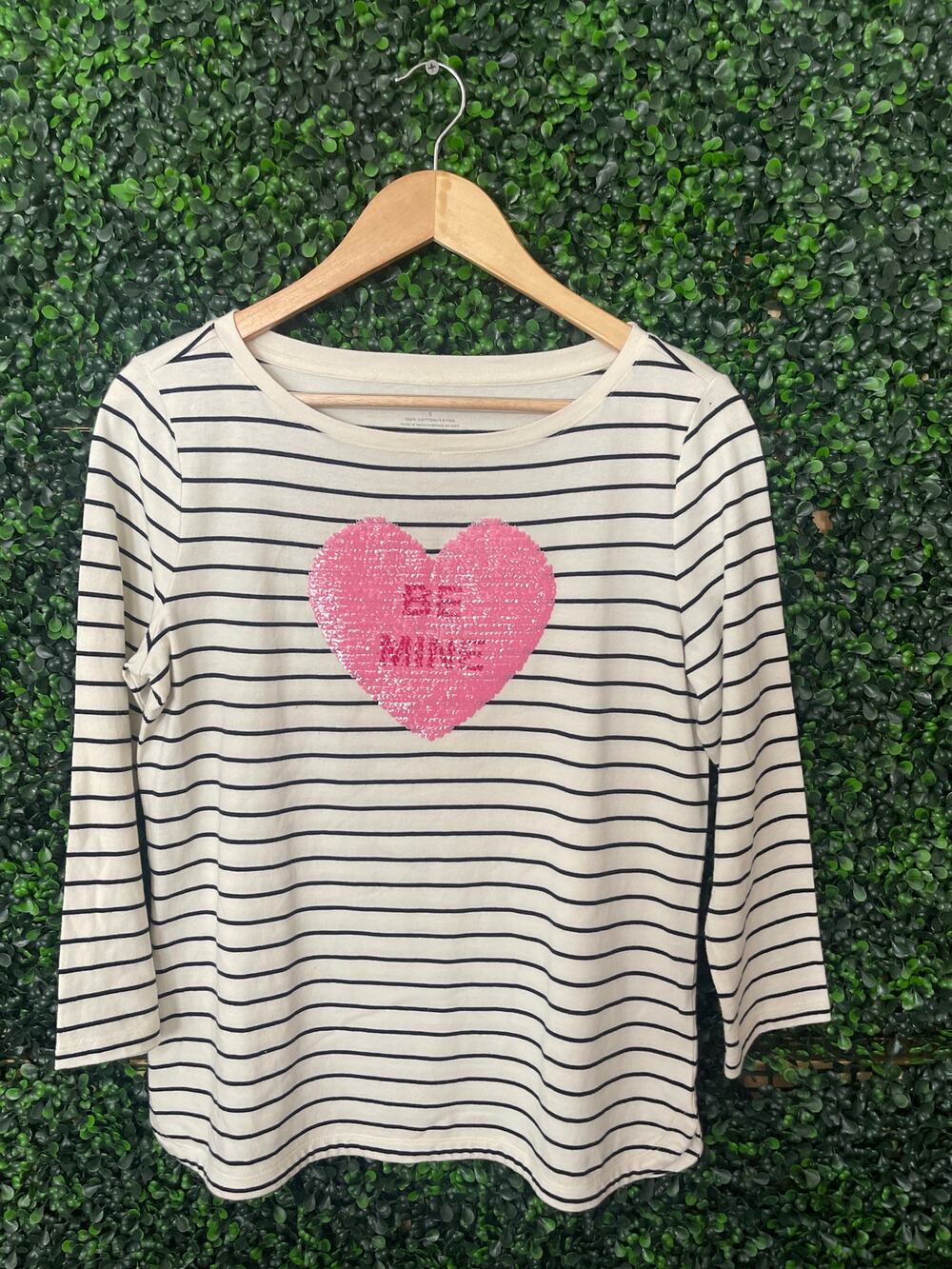 Talbots Blouse with Be Mine Sequence Heart Women’s Size S